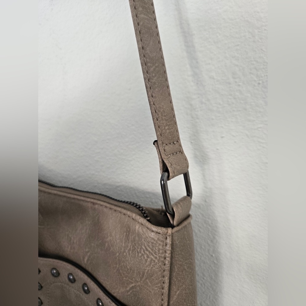 Sam & Hadley Tan Studded Crossbody Bag | Faux Leather | Boho Chic - Picture 7 of 15